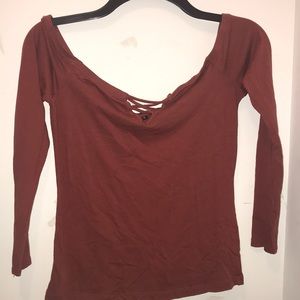 Long sleeve off the shoulder